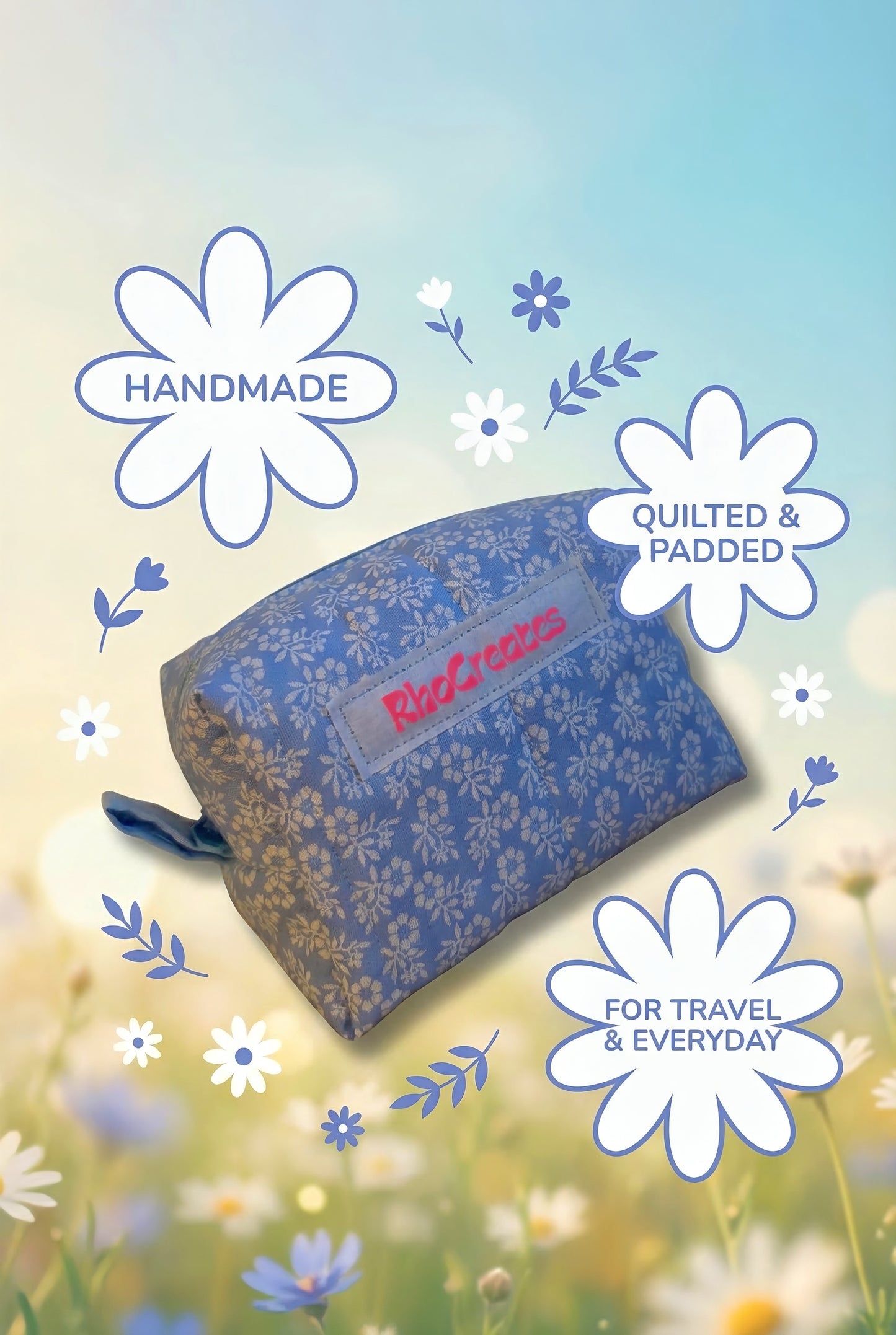 Blue Meadow Small Makeup Bag